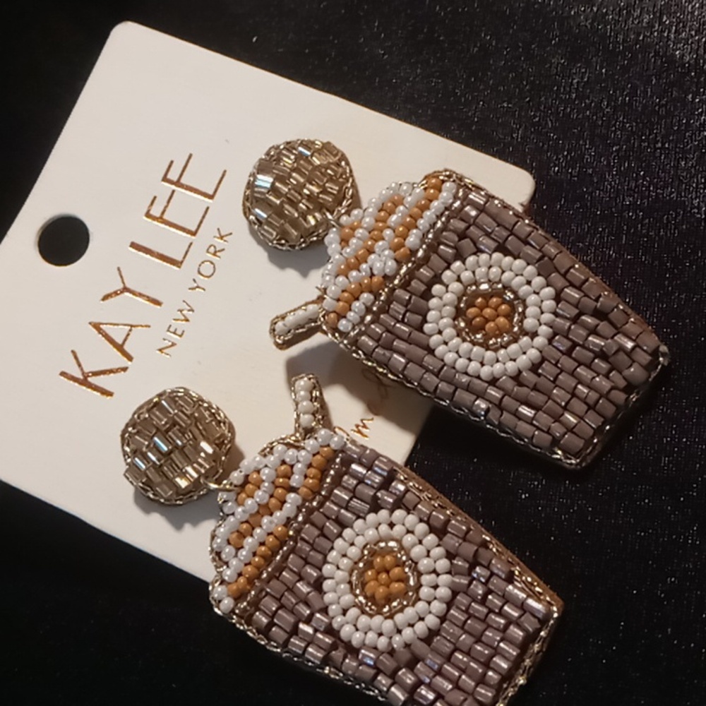 Kaylee New York Hand made with love latte earrings super cute 💞